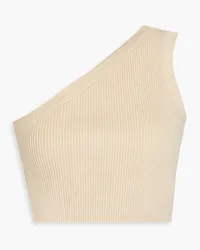 Jacquemus Ascu cropped one-shoulder linen-blend top - Neutral Neutral