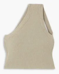 Jacquemus Ascu cropped one-shoulder linen-blend top - Neutral Neutral