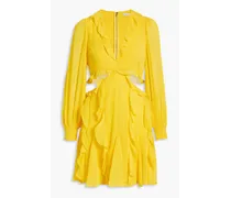 Alice Olivia - Mitzi cutout ruffled fil coupé georgette mini dress - Yellow