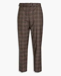 Brunello Cucinelli Cropped checked wool tapered pants - Brown Brown