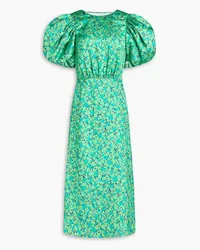 ROTATE Birger Christensen Floral-print satin midi dress - Green Green