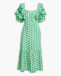 Diane von Furstenberg Oliver ruffled printed cotton-jacquard midi dress - Green Green