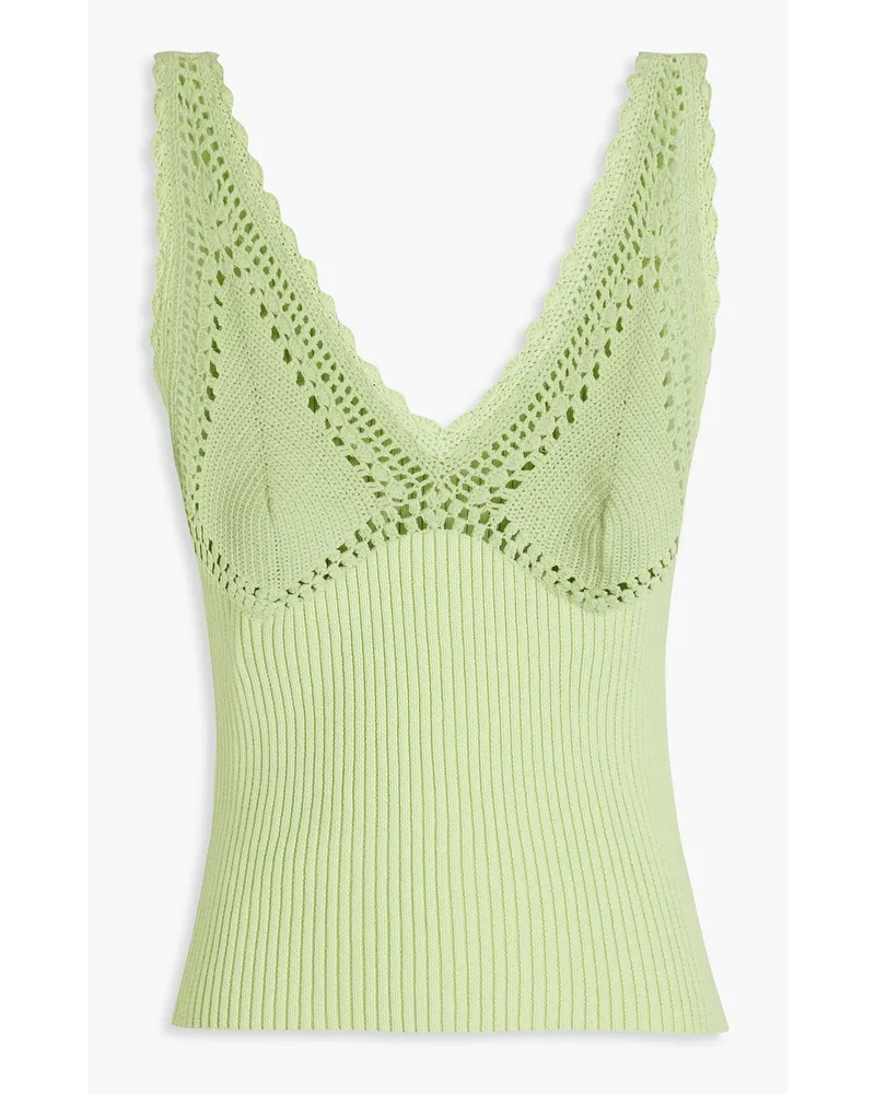 Derek Lam Sia crochet-trimmed ribbed cotton-blend top - Green Green