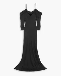 L'Agence Juniper cold-shoulder draped satin maxi dress - Black Black