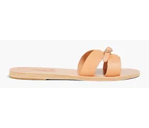 Anna buckle-detailed leather slides - Neutral