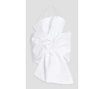 Knotted cotton-poplin bra top - White