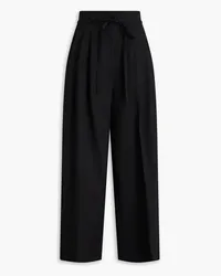 3.1 phillip lim Pleated wool-blend twill wide-leg pants - Black Black