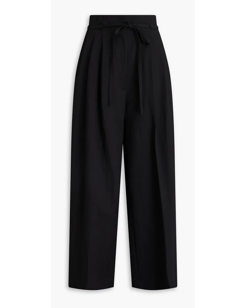 3.1 phillip lim Pleated wool-blend twill wide-leg pants - Black Black