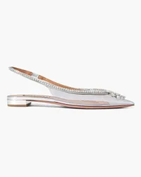 Aquazzura Seduction embellished mirrored-leather and PVC slingback point-toe flats - Metallic Metallic