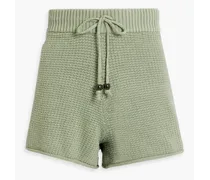 Crochet-knit cotton shorts - Green