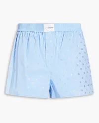 Alexander Wang Crystal-embellished pinstriped cotton-blend poplin shorts - Blue Blue