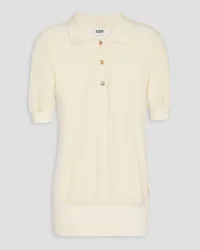 Claudie Pierlot Pointelle-knit cotton and Lyocell-blend polo shirt - White White