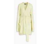 Luxe ribbed cotton, wool and cashmere-blend cardigan - Yellow