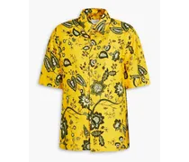Felipe two-tone floral-print linen shirt - Yellow