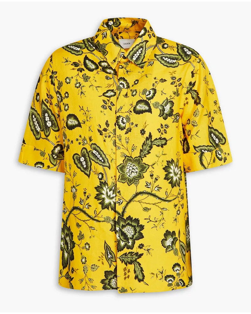 Erdem Felipe floral-print linen shirt - Yellow Yellow