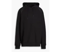 Shell-paneled French cotton-terry hoodie - Black