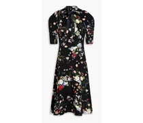Norene pussy-bow floral-print jersey midi dress - Black