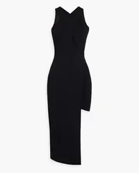 Halston Kora asymmetric cutout ponte midi dress - Black Black