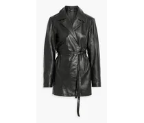 Belted leather jacket - Black