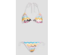 Missoni Mare striped crochet-knit halterneck triangle bikini - White White
