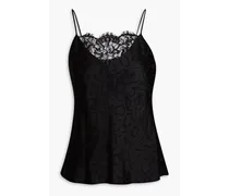 Lace-trimmed satin-jacquard camisole - Black