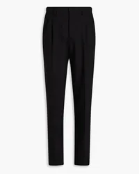 Emporio Armani Embroidered pleated wool pants - Black Black