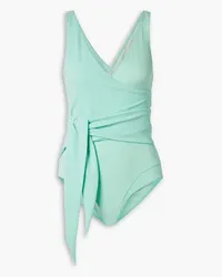 Lisa Marie Fernandez Dree Louise stretch-crepe wrap swimsuit - Blue Blue