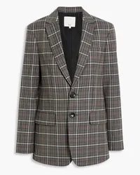 tibi Gabe cutout checked twill blazer - Gray Gray