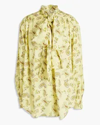 Acne Studios Pussy-bow paisley-print satin-jacquard shirt - Yellow Yellow