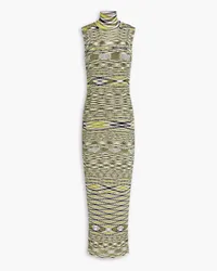 Missoni Space-dyed ribbed-knit turtleneck midi dress - Green Green