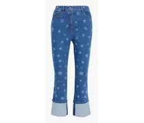 Printed high-rise bootcut jeans - Blue