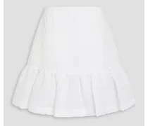 Ruffled cloqué mini skirt - White