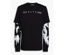 Layered printed cotton-jersey T-shirt - Black