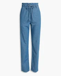 Rag & Bone Cotton and linen-blend chambray straight-leg pants - Blue Blue