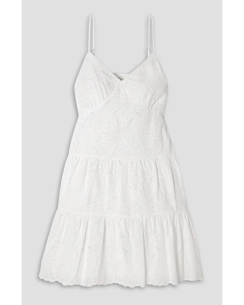 Michael Kors Tiered broderie anglaise cotton-poplin mini dress - White White