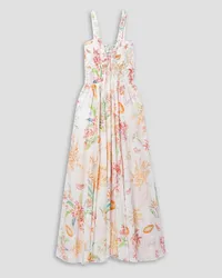 Charo Ruiz Coa shirred printed cotton-voile maxi dress - White White