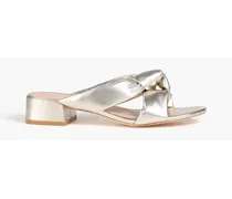 Vacay 35 knotted metallic leather mules - Metallic