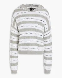 Autumn Cashmere Striped pointelle-knit cotton sweater - Gray Gray