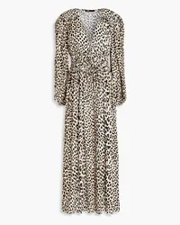 Maje Leopard-print ilk-crepe midi dress - Animal print Animal