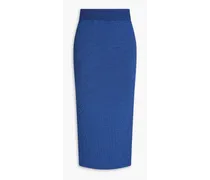 Ribbed-knit midi pencil skirt - Blue