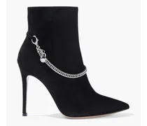 Gianvito Rossi Annie 115 chain-embellished suede ankle boots - Black Black