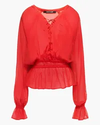 Roberto Cavalli Lace-up silk-chiffon blouse - Red Red