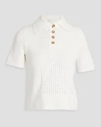 Zimmermann Pointelle-knit cotton polo shirt - White White