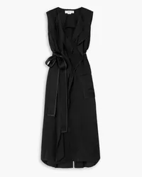 Victoria Beckham Trench belted cutout satin-crepe midi wrap dress - Black Black