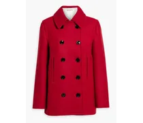 Double-breasted wool-felt coat - Red