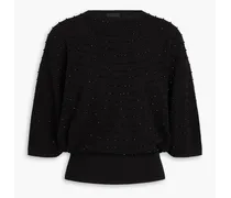 Crystal-embellished cotton sweater - Black