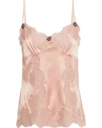 Dolce & Gabbana Floral-appliquéd lace-trimmed silk-blend satin camisole - Pink Pink