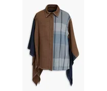 Draped checked canvas jacket - Brown