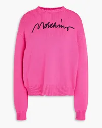 Moschino Embroidered cotton-blend sweater - Pink Pink