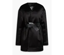 Belted satin jacket - Black